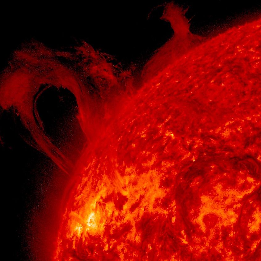 Image of a solar flare exploding on the surface of the sun