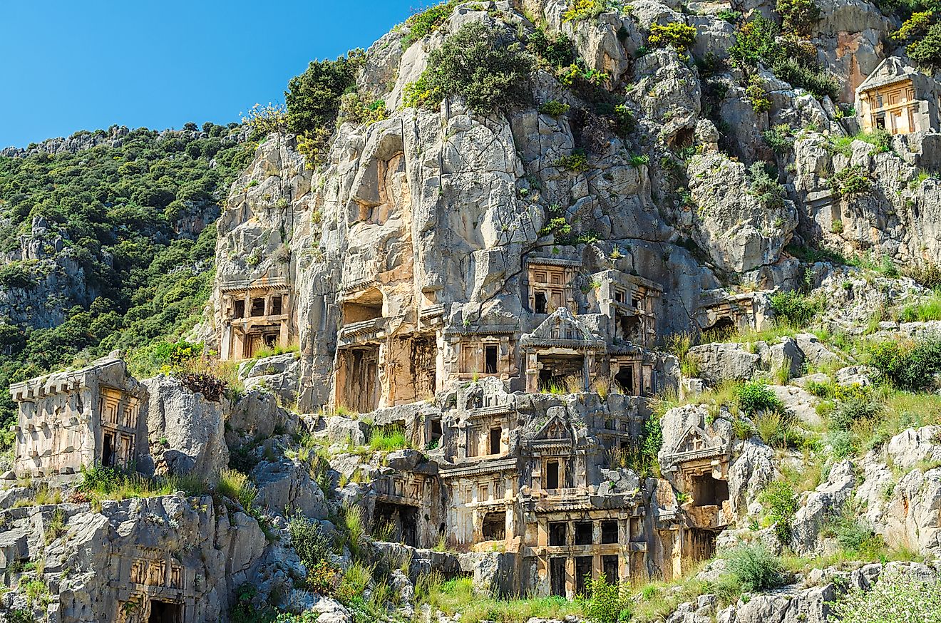 Rock-cut tombs in Myra (Demre), Turkey.