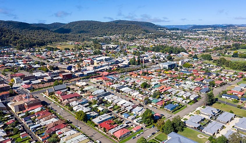 Aerial view of residential housing in the town of Lithgow