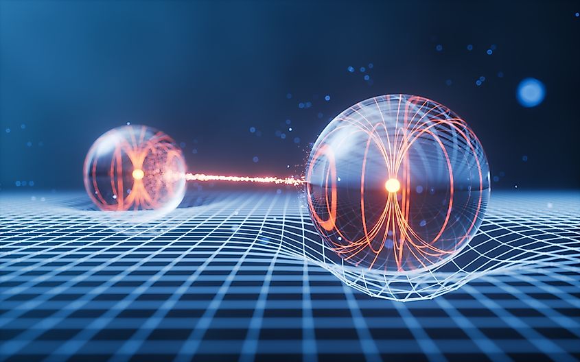 3D render of quantum particles.