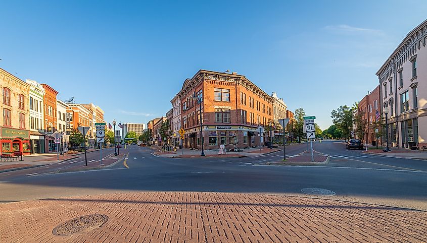 Downtown Glens Falls, New York, viewed from Centennial Circle.