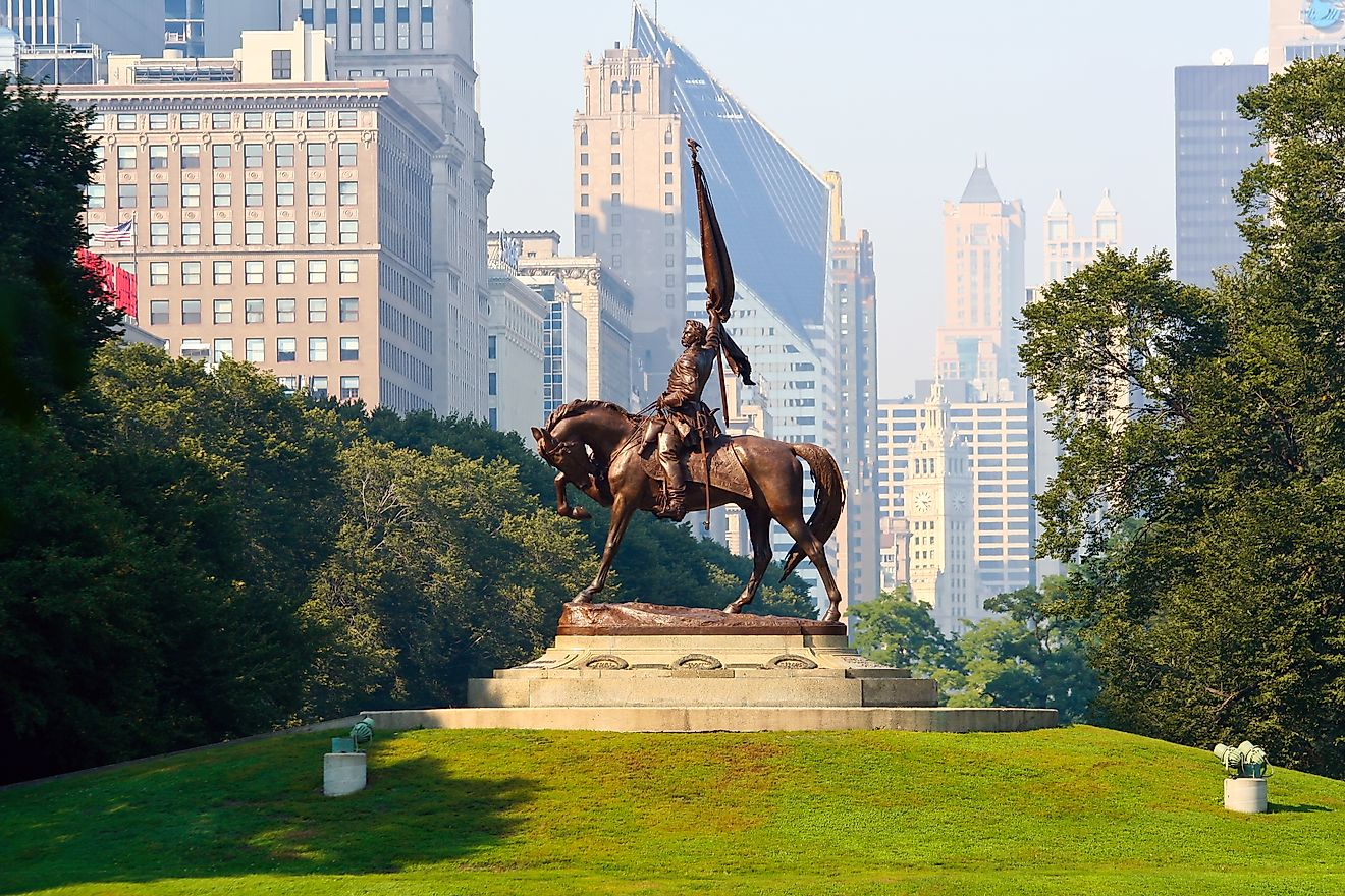 General Logan Monument in Grant Park, Chicago, Illinois.