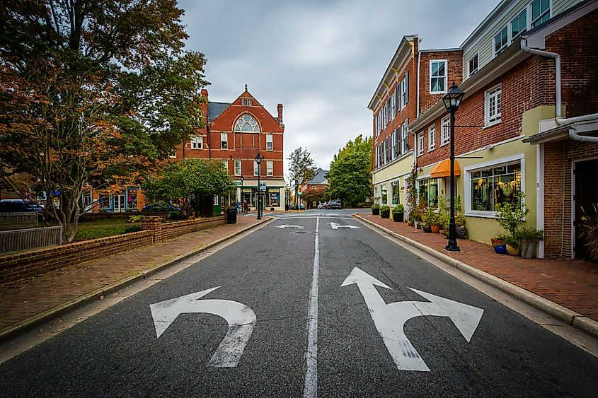 Dover and Washington Streets in Easton, Maryland.