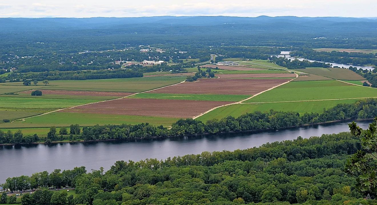 Panoramic view of the Connecticut River Valley in Massachusetts.
