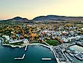 Aerial view of Bar Harbor, Maine.